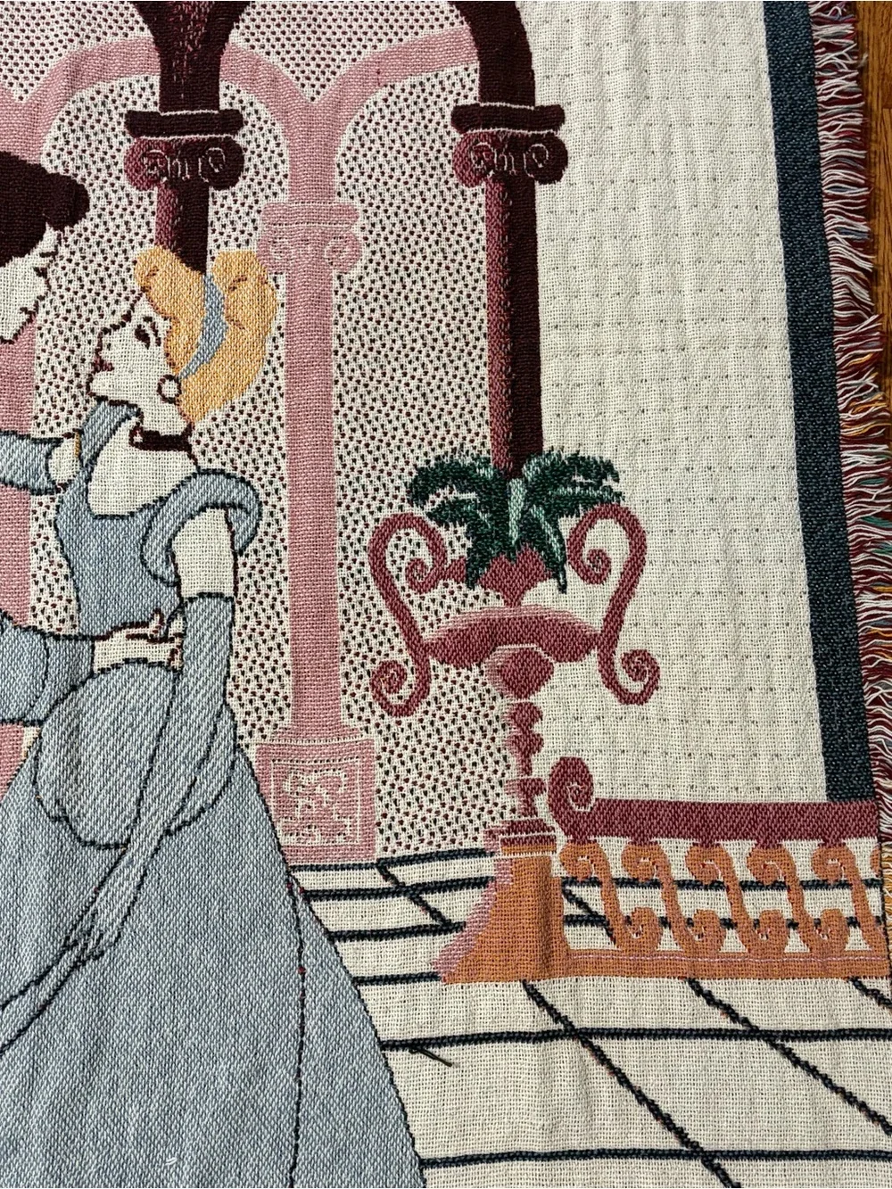 Vtg Disney Cinderella Woven Tapestry Blanket Throw Dreams Do Come True 90s Y2K